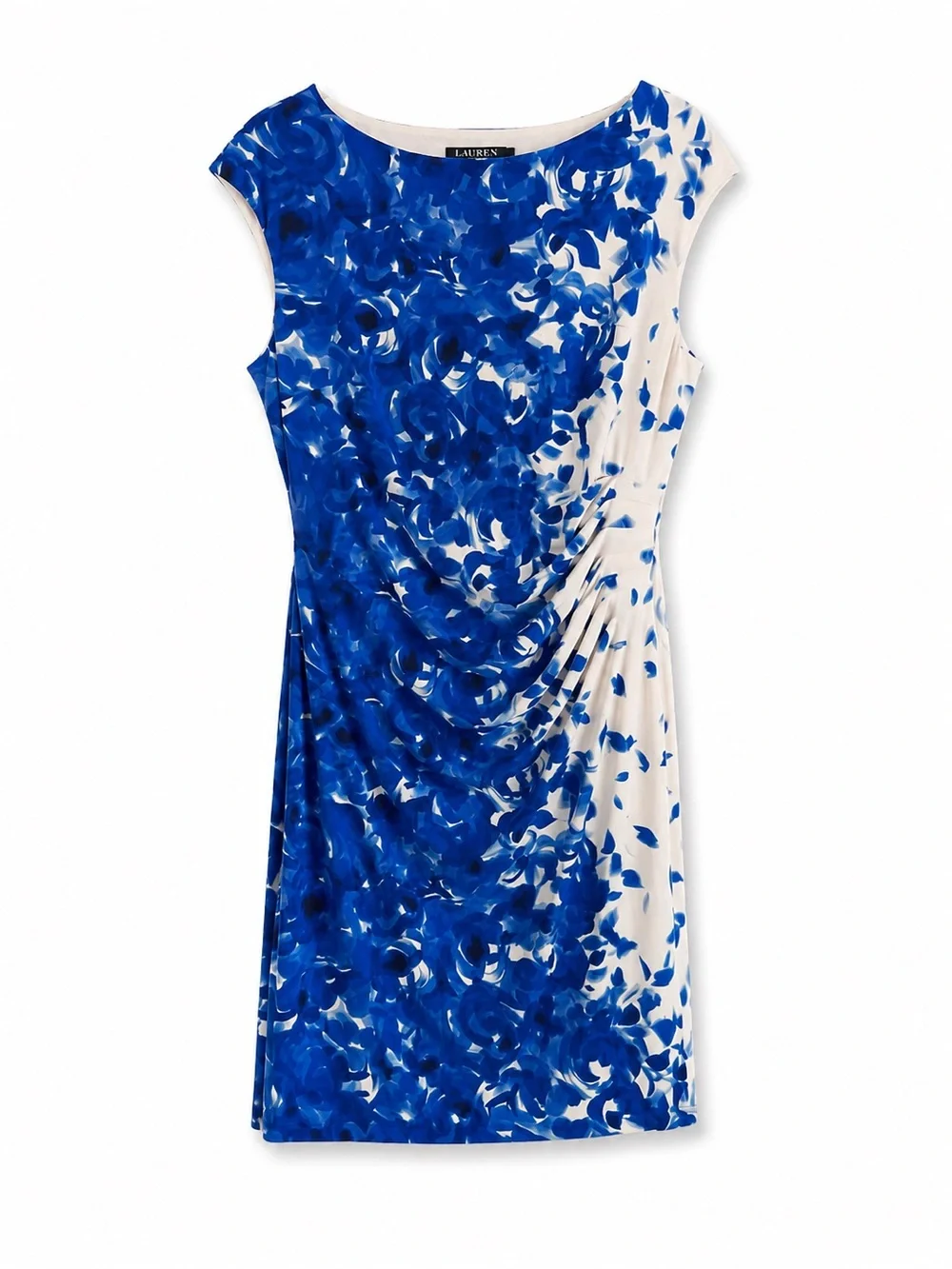 LAUREN RALPH LAUREN NOVELLINA BLUE WHITE FLORAL PRINT DRESS SZ 16 - Picture 10 of 11